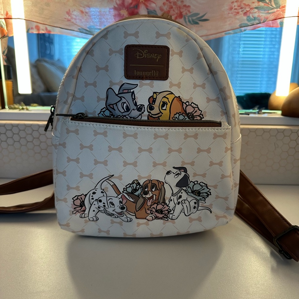 Disney Cream and Brown Backpack with Dog Design